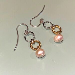 Pearl gold and silver earrings